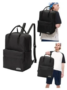 Mochila multifuncional de hombres con con estampado de letra - Negro - Ver 1