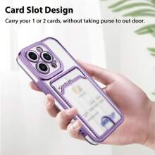 撞色邊框手機殼帶卡槽相容於iPhone15/15Plus/15Pro/15Promax - 紫色 - 查看 8