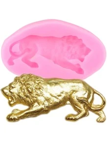 1pc 3D Lion Silicone Mold Animals Ting Tools DIY Clay Mould Jewelry Resin Moulds - Pink - View 1