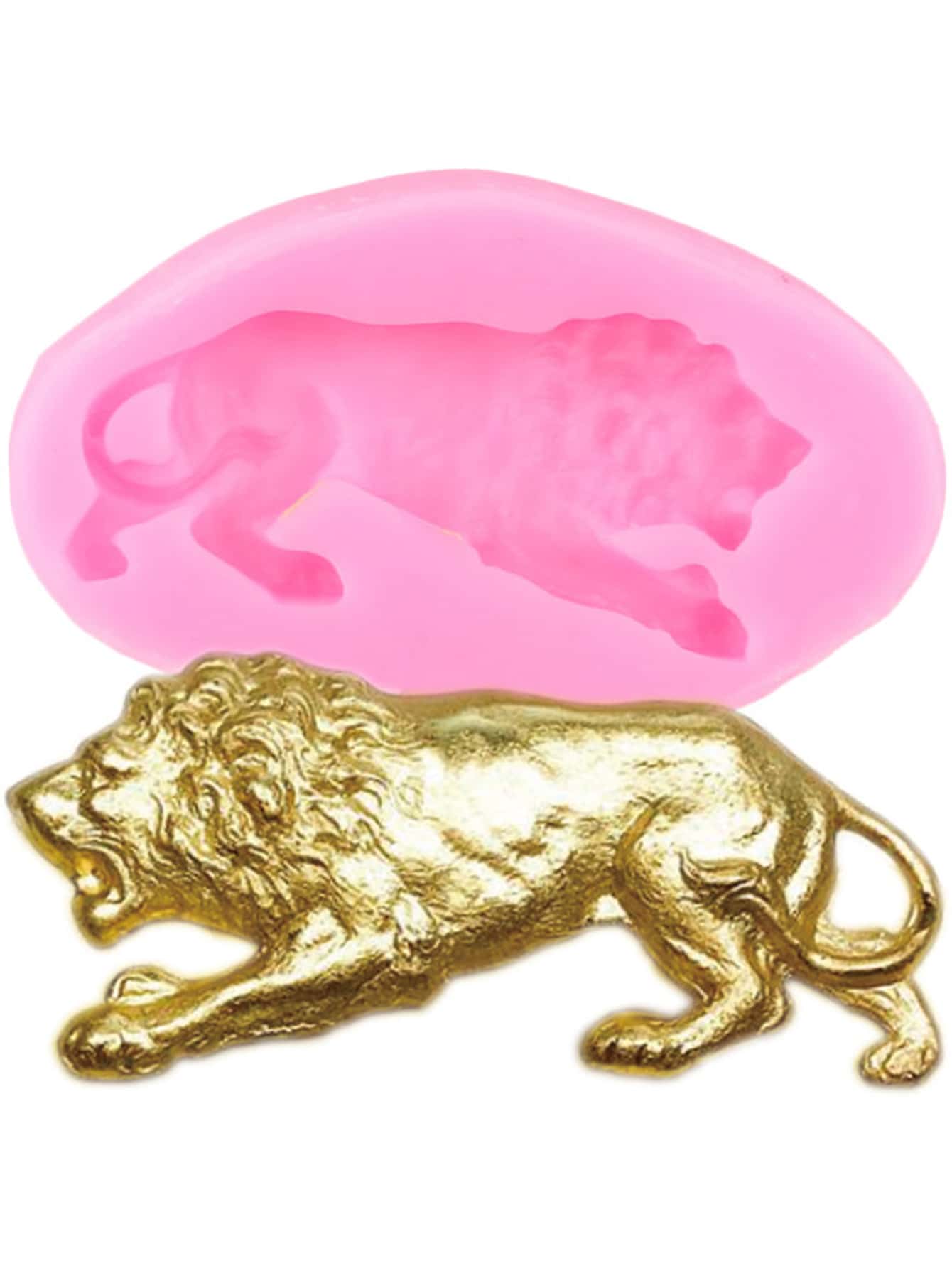 1pc 3D Lion Silicone Mold Animals Ting Tools DIY Clay Mould Jewelry Resin Moulds - Pink - View 1