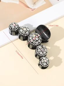 1pc 12.5cm Large Rhinestone Hair Claw For Thick Hair Party Tiaras Claw Clips Hair Clips Hair Jaw Clip Hair Clamps Hair Clutch Hair Catcher Clip Fall Winter Hair Accessories For Women For Vacation Outfits Woman - White - View 5