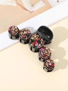 1pc 12.5cm Oversize Colorful Rhinestone Hair Claw Clip For Thick Hair Boho Tiaras Hair Clips Hair Jaw Clip Hair Clamps Hair Clutch Hair Claw Clip Fall Winter Hair Accessories For Women For Vacation Outfits Woman Summer Outfits,Festival,Party - Multicolor - View 4