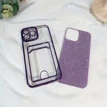 Ốp điện thoại màu tím có ngăn đựng thẻ, khung dán đá lấp lánh, ốp điện thoại TPU trong suốt mạ điện siêu mỏng chống sốc, tương thích với Apple 17 Pro/17 Pro Max/17 Air/17/16 Pro/16 Pro Max/16 Plus/16/16E/15 Pro/15 Pro Max/15 Plus/15/14 Pro/14 Pro Max/14 Plus/14/13 Pro/13 Pro Max/13/12 Pro/12 Pro Max/12/11 Pro Max/11/11 Pro và Galaxy S25 Ultra/S25 Plus/S25/S24 Ultra/S24 Plus/S24/S23 Ultra/S23 Plus/S23/S22 Ultra/S22 Plus/S22, phiên bản quốc tế, không phải phiên bản nội địa. - Màu tím - Xem 4