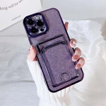 Ốp điện thoại màu tím có ngăn đựng thẻ, khung dán đá lấp lánh, ốp điện thoại TPU trong suốt mạ điện siêu mỏng chống sốc, tương thích với Apple 17 Pro/17 Pro Max/17 Air/17/16 Pro/16 Pro Max/16 Plus/16/16E/15 Pro/15 Pro Max/15 Plus/15/14 Pro/14 Pro Max/14 Plus/14/13 Pro/13 Pro Max/13/12 Pro/12 Pro Max/12/11 Pro Max/11/11 Pro và Galaxy S25 Ultra/S25 Plus/S25/S24 Ultra/S24 Plus/S24/S23 Ultra/S23 Plus/S23/S22 Ultra/S22 Plus/S22, phiên bản quốc tế, không phải phiên bản nội địa. - Màu tím - Xem 3
