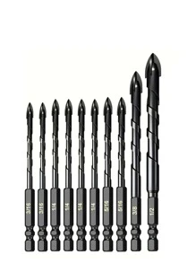 10 cái/bộ Carbide Mũi khoan Bộ Đối với Gạch , Ly , Nhựa Và Gỗ , Và 1 Miếng Tungsten Carbide Mũi khoan Đối với Gốm sứ Gạch , Nóc xe - Nhiều màu - Xem 2