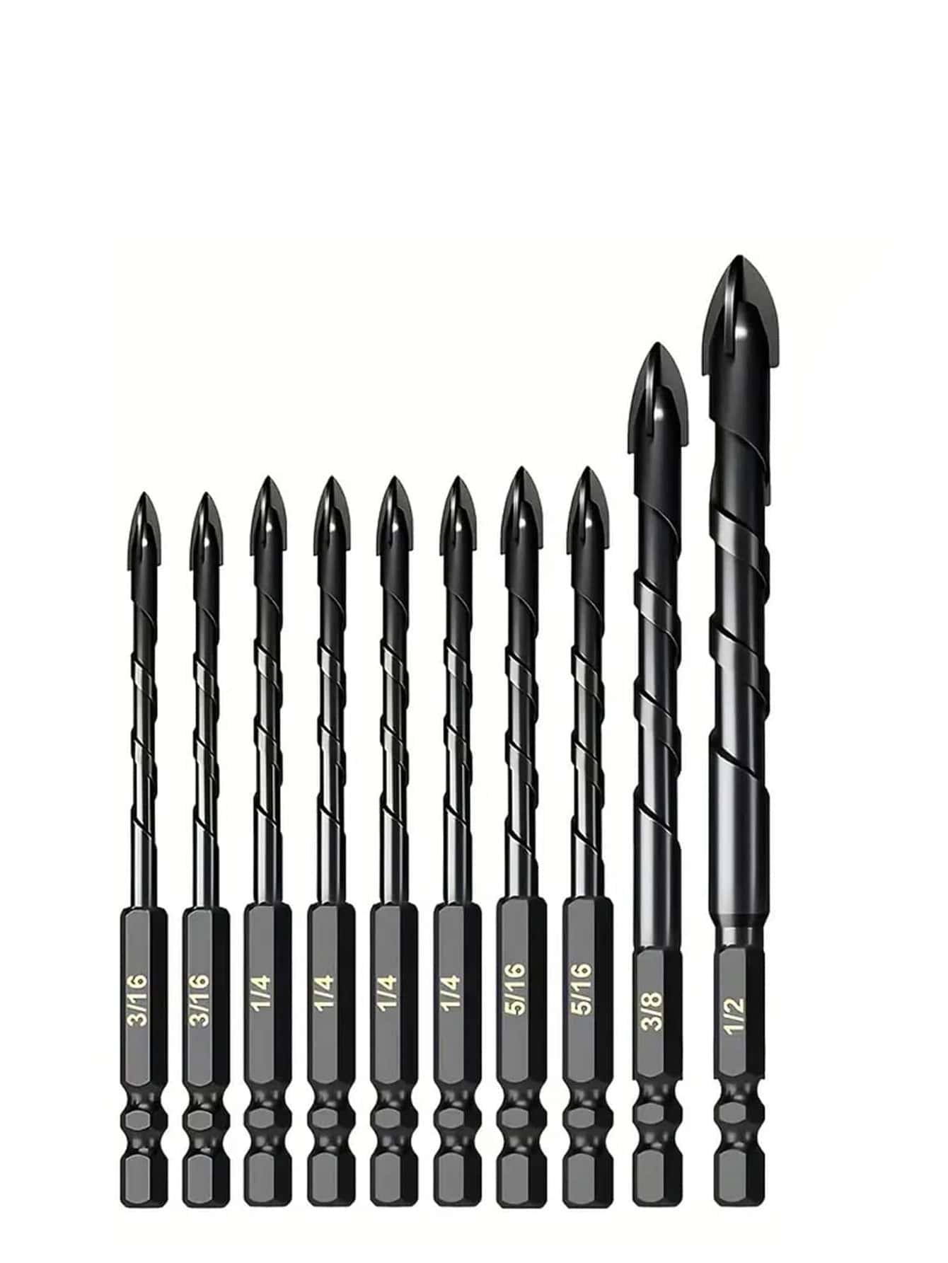 10 cái/bộ Carbide Mũi khoan Bộ Đối với Gạch , Ly , Nhựa Và Gỗ , Và 1 Miếng Tungsten Carbide Mũi khoan Đối với Gốm sứ Gạch , Nóc xe