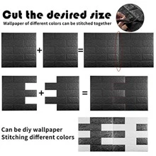 5/10/20pcs 防水防潮 3D 砖纹墙贴 13.8*15.2inch 加厚防撞立体墙纸 自由裁剪 即撕即贴墙板 家居装饰 可用于背景墙、电视墙、卧室、客厅、厨房、阳台、装修贴纸 撕下墙板、墙纸、壁纸、春季装饰用品 让您的家焕然一新、拉玛装饰贴纸 - 黑色 - 查看 4