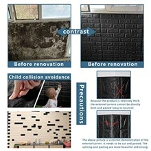 5/10/20pcs 防水防潮 3D 砖纹墙贴 13.8*15.2inch 加厚防撞立体墙纸 自由裁剪 即撕即贴墙板 家居装饰 可用于背景墙、电视墙、卧室、客厅、厨房、阳台、装修贴纸 撕下墙板、墙纸、壁纸、春季装饰用品 让您的家焕然一新、拉玛装饰贴纸 - 黑色 - 查看 7