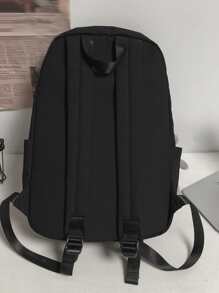 1 Miếng Màu thuần Nam Đúng mốt Trọng lượng nhẹ xách tay Ba lô công suất lớn Ba lô đi học Trở lại Trường Ba lô máy tính xách tay Đen Cái túi Giải trí Ba lô Ba lô máy tính xách tay Cho du lịch Commute - màu đen - Xem 6