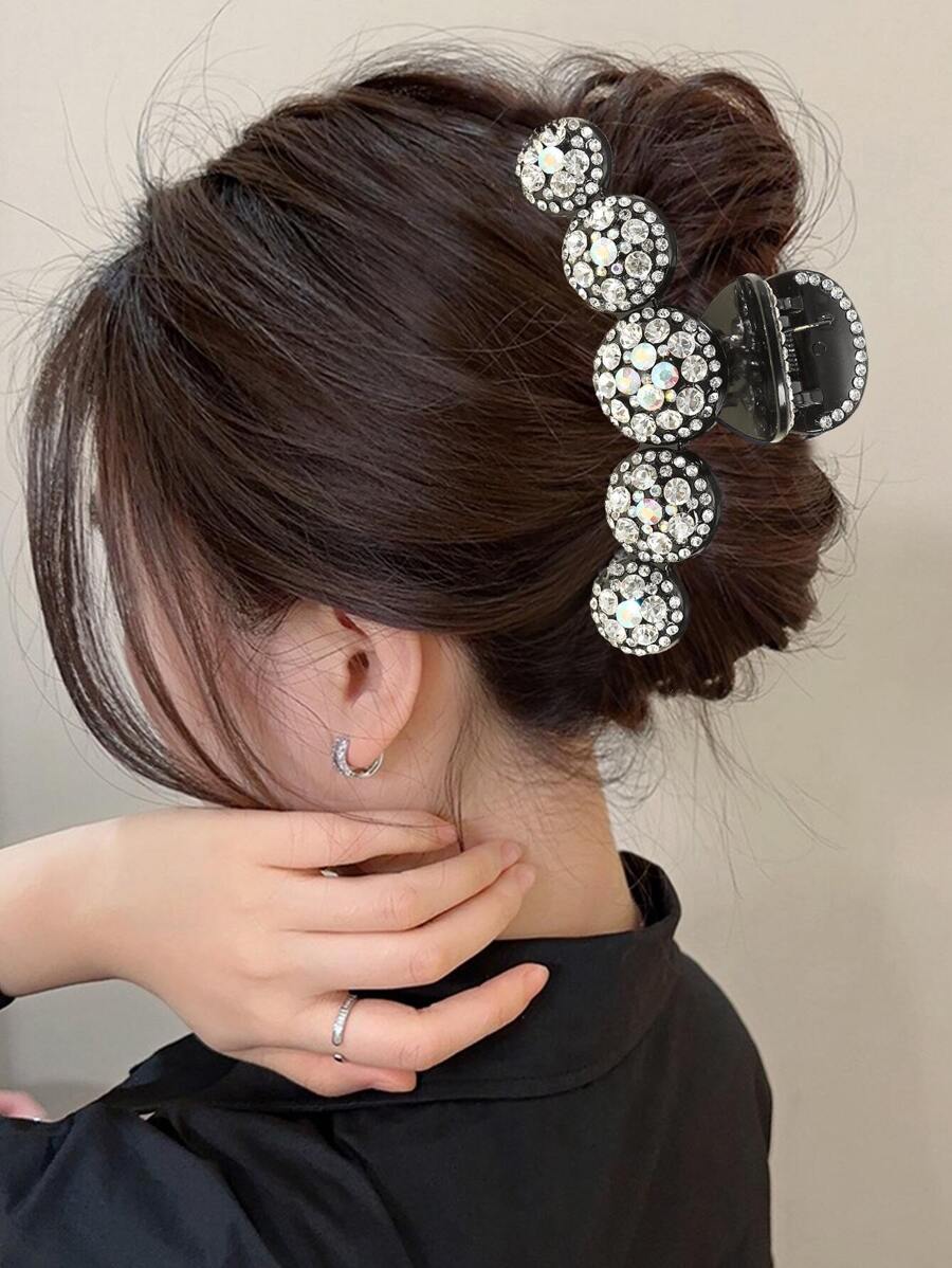 1pc 12.5cm Large Rhinestone Hair Claw For Thick Hair Party Tiaras Claw Clips Hair Clips Hair Jaw Clip Hair Clamps Hair Clutch Hair Catcher Clip Fall Winter Hair Accessories For Women For Vacation Outfits Woman - White - View 1