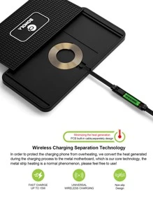 Bonola車用無線充電器矽膠防滑墊高效感應相容iPhone12/13/14/8/X/XR/三星/小米11 15W無線快充 - 黑色 - 查看 3