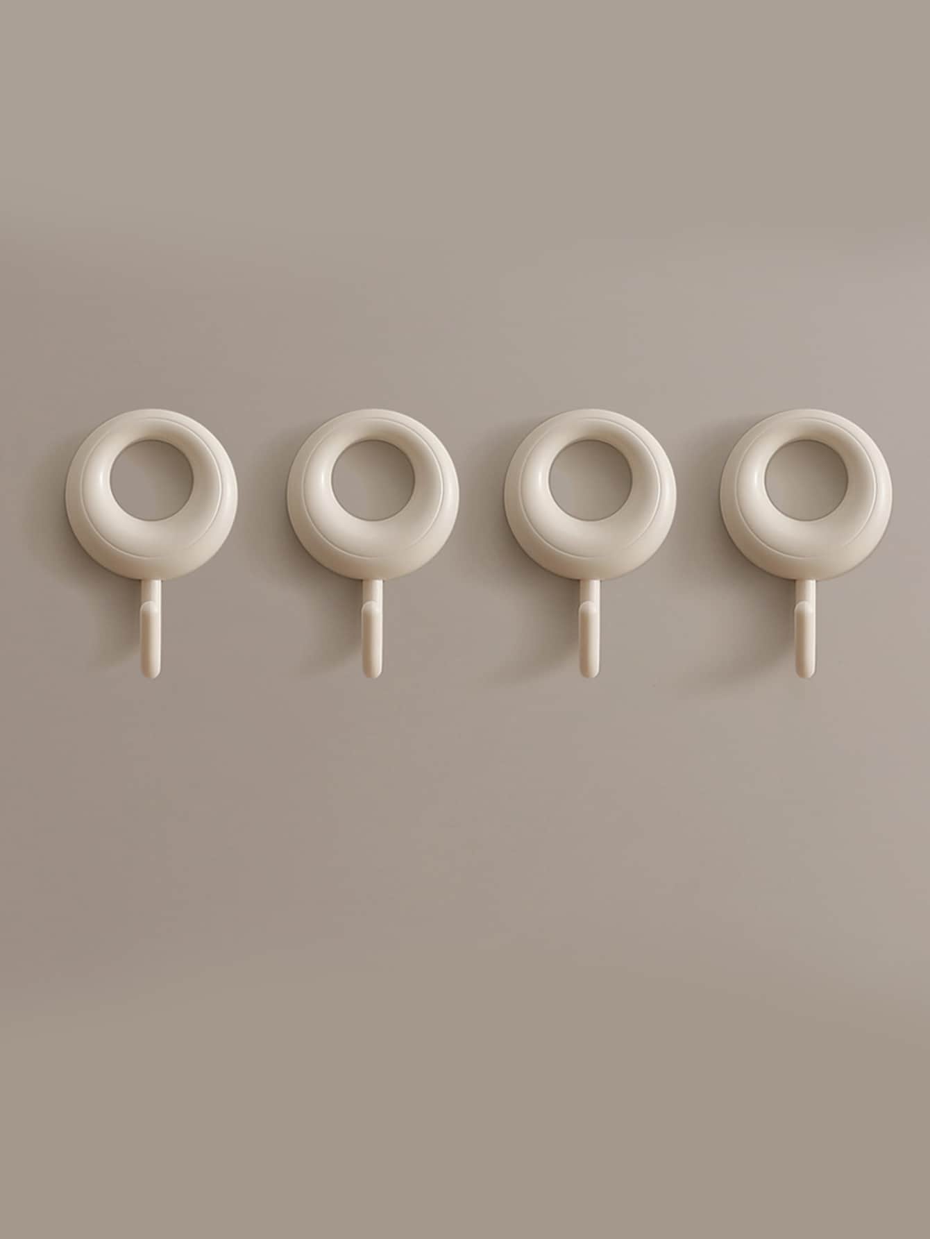 4pcs/8pcs/Set White Cream Styled Storage Hooks, Multipurpose Wall Mounted Adhesive Hooks, Easy No Drill Installation