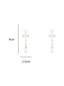 1pair Faux Pearl Tassel Flower Earrings With Unique Design And Style - Multicolor - View 5