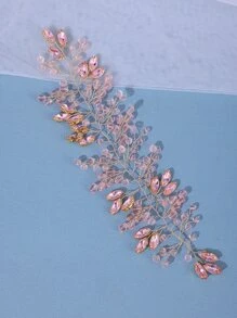 1 pezzo Fascia per capelli con cristalli multicolore, accessorio per capelli da festa, tiara regale, accessori per San Valentino, accessori per capelli da matrimonio - Rosa - Visualizzare 3