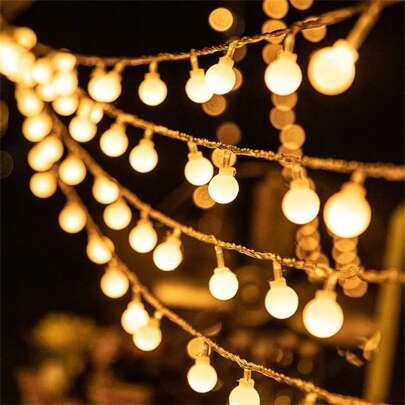 1pc 1.5M/3 Meters/6M/10M 10/20/40/80 Light LED Warm Light String Round Ball Small String Lights Battery Lights Room Decoration Outdoor Camping Colored Lights For Garden Christmas Light