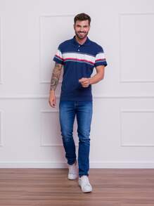 Men Polo Shirts - Màu xanh hải quân - Xem 4