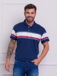 Men Polo Shirts - Màu xanh hải quân - Xem 3