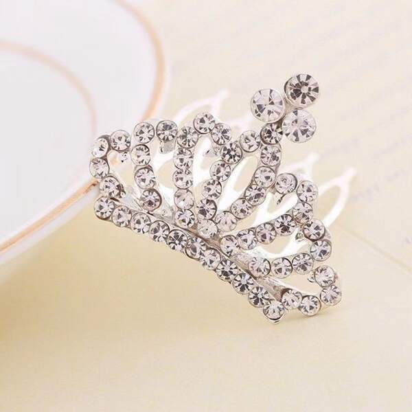 1pc Princess Crystal Crown Hair Comb Hairclip Headpiece, For Performance And Birthday Party