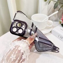 透明電鍍卡槽手機殼帶閃光紙，相容於 iPhone 15/15Pro/15Plus/15Promax - 紫色 - 查看 5