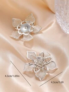 2入組雙層銅網織花邊,適用於頭飾、鞋履、胸針、中式宮廷風格髮飾 - 銀色 - 查看 4