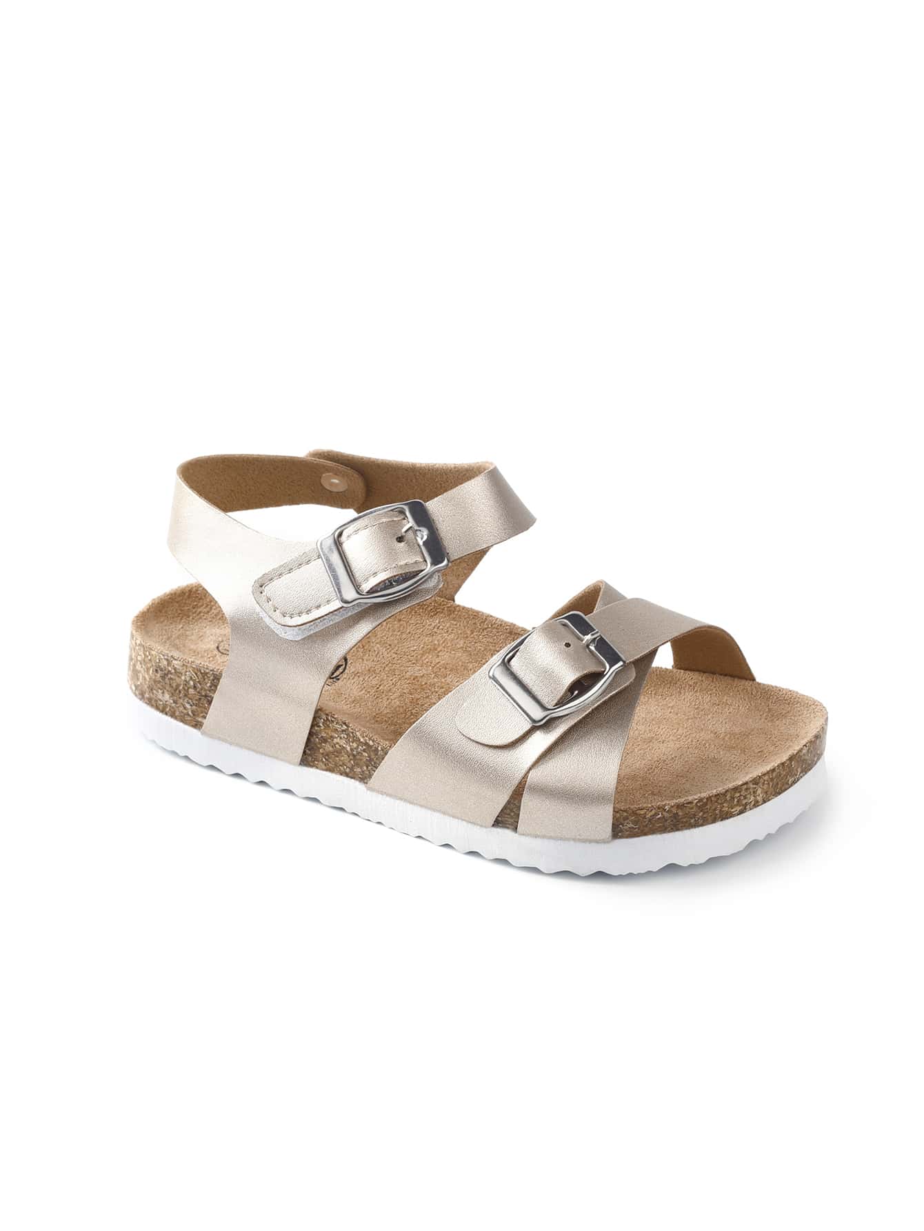 Trary Girls Sandals With Adjustable Buckle Strap, Footbed Sandals For Little Kids - 金色 - 查看 1