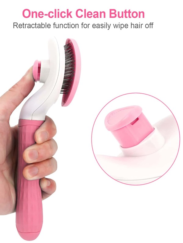 Selfcleaning Slicker Brush With Massage Particles For Removing Loose
