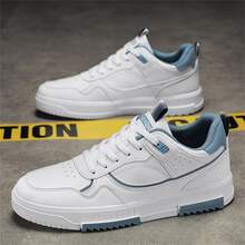 男士透气防滑耐用圆头滑板鞋，多功能休闲运动鞋，适合青少年、学生、户外运动，可个性化定制 - 白色 - 查看 6