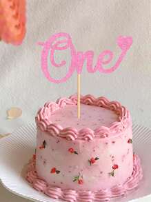 1 件蛋糕装饰物，适用于 1 岁生日闪光蛋糕装饰用品、一周年、1' 生日蛋糕彩旗、圣诞节 - 粉色 - 查看 3
