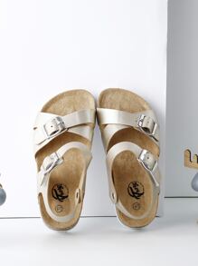 Trary Girls Sandals With Adjustable Buckle Strap,  Footbed Sandals For Little Kids - 金色 - 查看 3