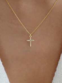 1 Miếng Đúng mốt Mặt dây chuyền chữ thập Dây chuyền Với Pha lê Đồ trang trí - Vàng - Xem 1