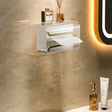 Acrylic Tissue Box Holder, Wall Mounted Napkin Dispenser For Bathroom And Kitchen, Restaurant Tissue Case Without Drilling - Silver - View 1
