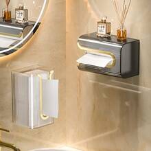 Acrylic Tissue Box Holder, Wall Mounted Napkin Dispenser For Bathroom And Kitchen, Restaurant Tissue Case Without Drilling - Silver - View 5