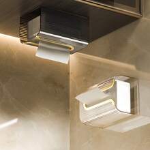 Acrylic Tissue Box Holder, Wall Mounted Napkin Dispenser For Bathroom And Kitchen, Restaurant Tissue Case Without Drilling - Silver - View 4