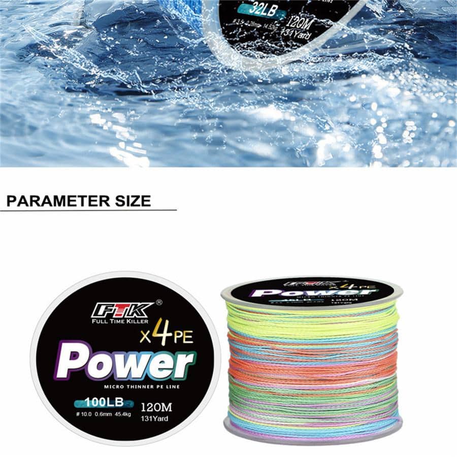 FTK 120M PE Gray Braided Fishing Line 8100LB 0.10.6mm 4 Strand