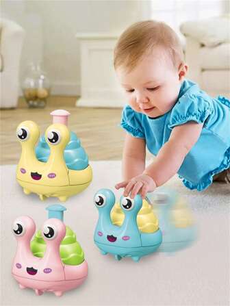 1入兒童玩具,卡通動物形態慣性推行車,按壓式蝸牛車