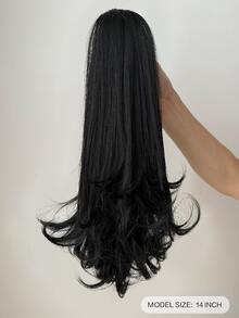 Chân Phần mở rộng tóc đuôi ngựa Tóc Dài Đen Xoăn Tự nhiên 14-inch Chống nóng Chất xơ Sợi tổng hợp Nối tóc - màu đen - Xem 5