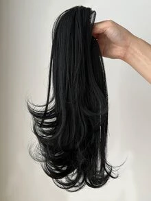 Chân Phần mở rộng tóc đuôi ngựa Tóc Dài Đen Xoăn Tự nhiên 14-inch Chống nóng Chất xơ Sợi tổng hợp Nối tóc - màu đen - Xem 4
