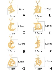 1 chiếc vòng cổ chữ cái đầu Gothic bằng thép không gỉ cho phụ nữ mặt dây chuyền chữ cái chuỗi vòng cổ trang sức - Vàng - Xem 5