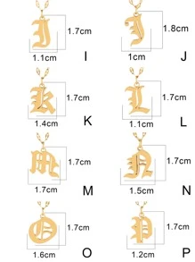 1 chiếc vòng cổ chữ cái đầu Gothic bằng thép không gỉ cho phụ nữ mặt dây chuyền chữ cái chuỗi vòng cổ trang sức - Vàng - Xem 6