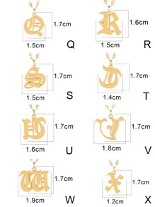 1 chiếc vòng cổ chữ cái đầu Gothic bằng thép không gỉ cho phụ nữ mặt dây chuyền chữ cái chuỗi vòng cổ trang sức - Vàng - Xem 7