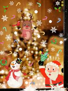 1pc Santa Claus Decoration Wall Sticker For Window, Christmas - Multicolor - View 4