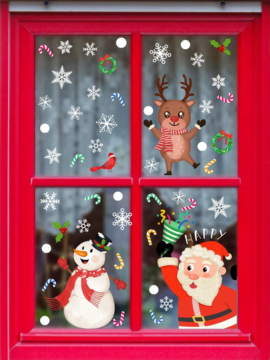 1pc Santa Claus Decoration Wall Sticker For Window, Christmas - Multicolor - View 1
