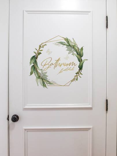 1pc Self-Adhesive Pvc Wall Sticker For Home Decoration, Bathroom & Washroom Flower Wreath Signage Decal,Stickers,Wall Decal, Vinyl Decal For Home Decorations,Spring Decoration Items Refresh Your Home,Rama Decoration Stickers Gifts Birthday Graduation