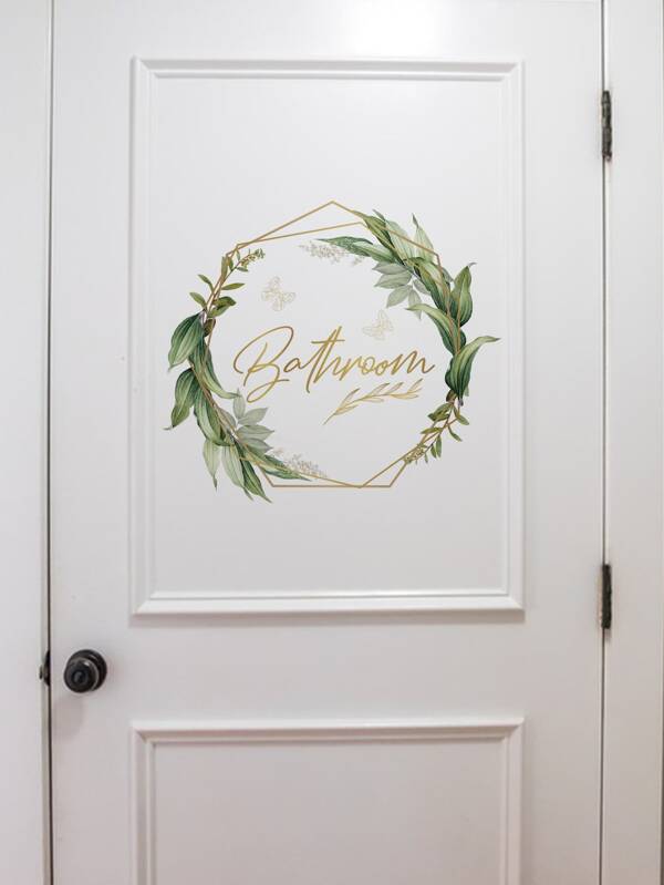 1pc Self-Adhesive Pvc Wall Sticker For Home Decoration, Bathroom & Washroom Flower Wreath Signage Decal,Stickers,Wall Decal,Vinly Decal For Home Decorations,Spring Decoration Items Refesh Your Home,Rama Decoration Stickers Gifts Birthday Graduation