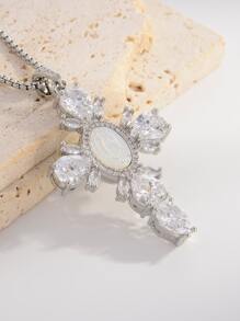 1pc Vintage Cross Pendant Unisex Exaggerated Punk Necklace Accessory