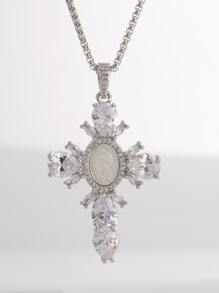 1pc Vintage Cross Pendant Unisex Exaggerated Punk Necklace Accessory