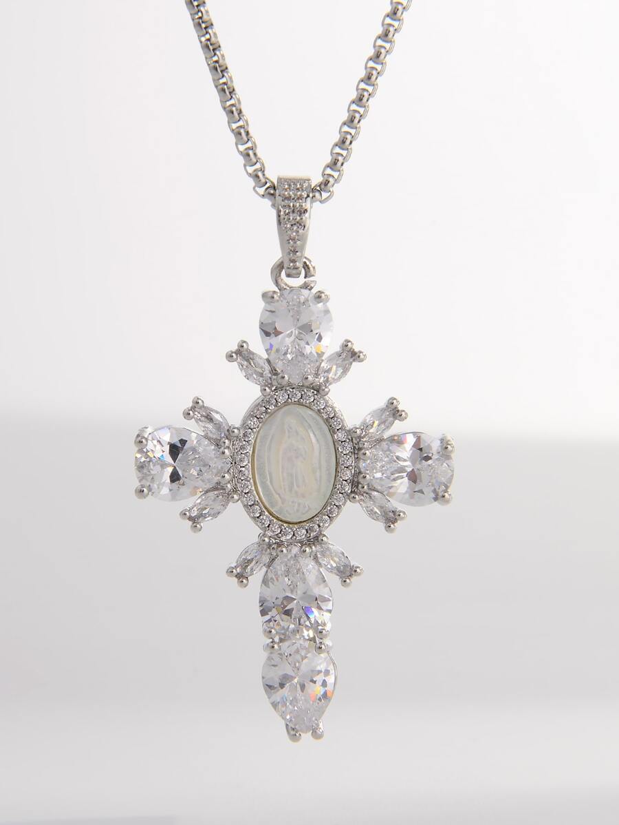 1pc Vintage Cross Pendant Unisex Exaggerated Punk Necklace Accessory