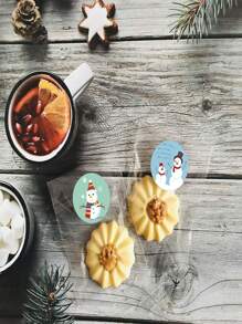 TYFYO 500 张/卷 1 英寸 / 1.5 英寸圣诞装饰贴纸标签，适用于礼品、玩具和儿童物品 - 藍色 - 查看 4