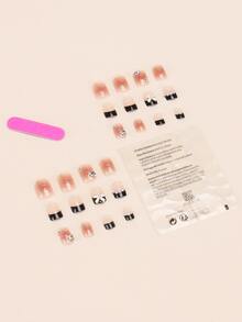 Uñas postizas 24 piezas con arte de uñas con diseño pre-hecho de perlas falsas para primavera/verano 2023 - Multicolor - Ver 5