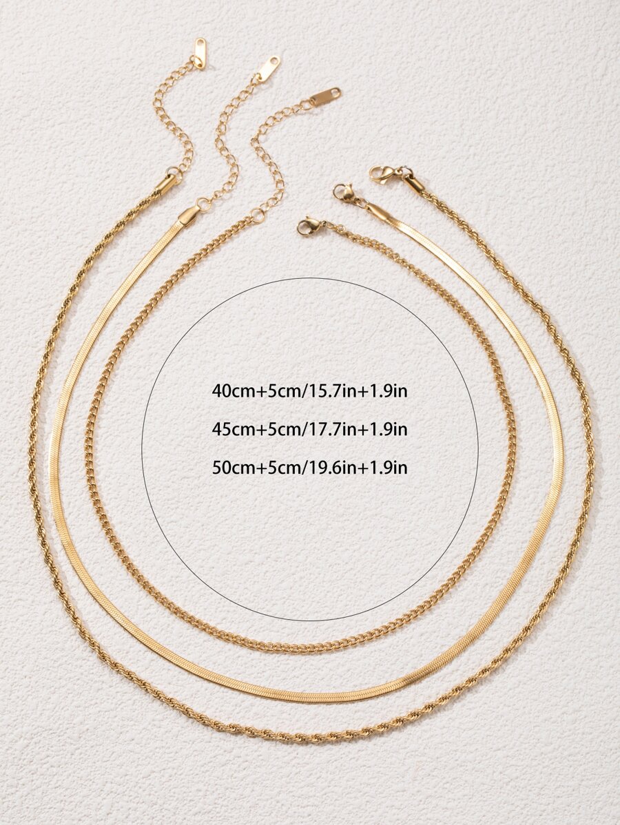 3pcs Women's Fashionable 14k Gold Plated Multilayered Waterproof